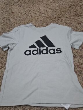Boys Adidas Light Green Tee with Black Logo
